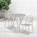 Flash Furniture CO-30RDF-03CHR2-SIL-GG 30" Round Folding Patio Table & (2) Round Back Arm Chair Set - Steel, Light Gray thumbnail 4