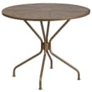 Flash Furniture CO-35RD-02CHR2-GD-GG 35 1/4" Round Patio Table & (2) Square Back Arm Chair Set - Steel, Gold thumbnail 2