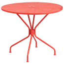 Flash Furniture CO-35RD-03CHR4-RED-GG 35 1/4" Round Patio Table & (4) Round Back Arm Chair Set - Steel, Coral thumbnail 2