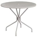 Flash Furniture CO-35RD-03CHR4-SIL-GG 35 1/4" Round Patio Table & (4) Round Back Arm Chair Set - Steel, Light Gray thumbnail 2