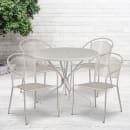 Flash Furniture CO-35RD-03CHR4-SIL-GG 35 1/4" Round Patio Table & (4) Round Back Arm Chair Set - Steel, Light Gray thumbnail 4