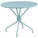 Flash Furniture CO-35RD-03CHR4-SKY-GG 35 1/4" Round Patio Table & (4) Round Back Arm Chair Set - Steel, Sky Blue thumbnail 2
