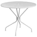 Flash Furniture CO-35RD-03CHR4-WH-GG 35 1/4" Round Patio Table & (4) Round Back Arm Chair Set - Steel, White thumbnail 2