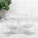 Flash Furniture CO-35RD-03CHR4-WH-GG 35 1/4" Round Patio Table & (4) Round Back Arm Chair Set - Steel, White thumbnail 4