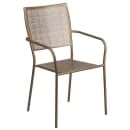 Flash Furniture CO-35SQ-02CHR2-GD-GG 35 1/4" Square Patio Table & (2) Square Back Arm Chair Set - Steel, Gold thumbnail 3