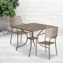 Flash Furniture CO-35SQ-02CHR2-GD-GG 35 1/4" Square Patio Table & (2) Square Back Arm Chair Set - Steel, Gold thumbnail 4