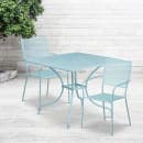 Flash Furniture CO-35SQ-02CHR2-SKY-GG 35 1/4" Square Patio Table & (2) Square Back Arm Chair Set - Steel, Sky Blue thumbnail 4