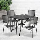 Flash Furniture CO-35SQ-02CHR4-BK-GG 35 1/4" Square Patio Table & (4) Square Back Arm Chair Set - Steel, Black thumbnail 4