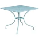 Flash Furniture CO-35SQ-02CHR4-SKY-GG 35 1/4" Square Patio Table & (4) Square Back Arm Chair Set - Steel, Sky Blue thumbnail 2