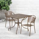 Flash Furniture CO-35SQ-03CHR2-GD-GG 35 1/4" Square Patio Table & (2) Round Back Arm Chair Set - Steel, Gold thumbnail 4
