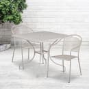 Flash Furniture CO-35SQ-03CHR2-SIL-GG 35 1/4" Square Patio Table & (2) Round Back Arm Chair Set - Steel, Light Gray thumbnail 4