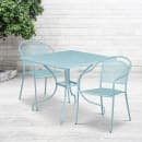 Flash Furniture CO-35SQ-03CHR2-SKY-GG 35 1/4" Square Patio Table & (2) Round Back Arm Chair Set - Steel, Sky Blue thumbnail 4
