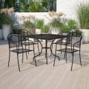 Flash Furniture CO-35SQ-03CHR4-BK-GG 35 1/4" Square Patio Table & (4) Round Back Arm Chair Set - Steel, Black thumbnail 10