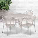 Flash Furniture CO-35SQ-03CHR4-SIL-GG 35 1/4" Square Patio Table & (4) Round Back Arm Chair Set - Steel, Light Gray thumbnail 4