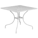 Flash Furniture CO-35SQ-03CHR4-WH-GG 35 1/4" Square Patio Table & (4) Round Back Arm Chair Set - Steel, White thumbnail 2