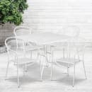Flash Furniture CO-35SQ-03CHR4-WH-GG 35 1/4" Square Patio Table & (4) Round Back Arm Chair Set - Steel, White thumbnail 4