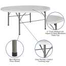 Flash Furniture DAD-183RZ-GG 71" Round Folding Table w/ Granite White Plastic Top, 29"H thumbnail 6