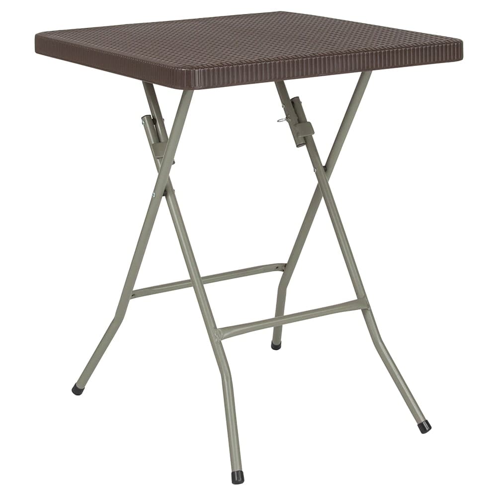Flash Furniture DAD-FT60-GG 23 1/2" Square Folding  Table w/ Brown Rattan Top, 29"H