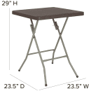 Flash Furniture DAD-FT60-GG 23 1/2" Square Folding  Table w/ Brown Rattan Top, 29"H thumbnail 2