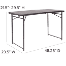 Flash Furniture DAD-LF-122Z-GG Rectangular Folding Table w/ Wood Grain Plastic Top - 48-1/4"W x 23-1/2"D x 29-1/2"H thumbnail 2