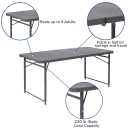 Flash Furniture DAD-LF-122Z-DG-GG Rectangular Folding Table w/ Dark Gray Plastic Top - 48-1/4"W x 23-1/2"D x 29-1/2"H thumbnail 6
