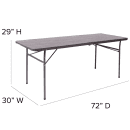 Flash Furniture DAD-LF-183Z-GG Rectangular Folding Table w/ Wood Grain Plastic Top - 72"W x 30"D x 29"H thumbnail 2