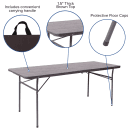 Flash Furniture DAD-LF-183Z-GG Rectangular Folding Table w/ Wood Grain Plastic Top - 72"W x 30"D x 29"H thumbnail 6