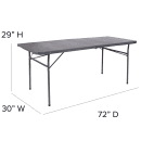 Flash Furniture DAD-LF-183Z-DG-GG Rectangular Folding Table w/ Dark Gray Plastic Top - 72"W x 30"D x 29"H thumbnail 2