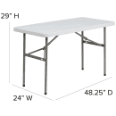 Flash Furniture DAD-YCZ-122-2-GG Rectangular Folding Table w/ Granite White Plastic Top - 48 1/4"W x 24"D x 29"H thumbnail 2