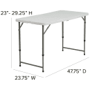 Flash Furniture DAD-YCZ-122Z-2-GG Rectangular Folding Table w/ Granite White Plastic Top - 47 3/4"W x 23 3/4"D x 29 1/4"H thumbnail 2