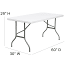 Flash Furniture DAD-YCZ-152-GG Rectangular Folding Table w/ Granite White Plastic Top - 60"W x 30"D x 29"H thumbnail 2