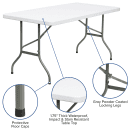Flash Furniture DAD-YCZ-152-GG Rectangular Folding Table w/ Granite White Plastic Top - 60"W x 30"D x 29"H thumbnail 5