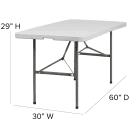 Flash Furniture DAD-YCZ-152Z-GG Rectangular Folding Table w/ Granite White Plastic Top - 60"W x 30"D x 29"H thumbnail 2