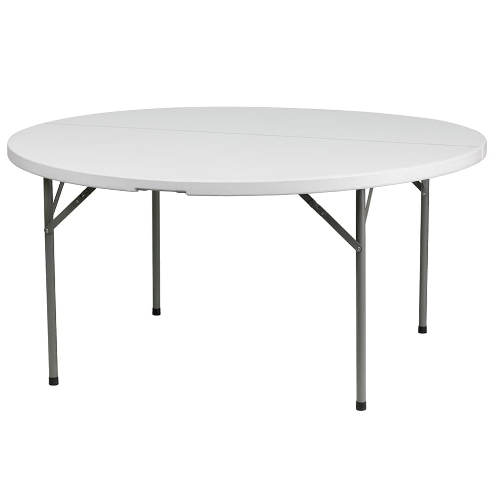 Flash Furniture DAD-YCZ-154-GW-GG 60" Round Folding Table w/ White Plastic Top, 29"H