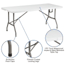 Flash Furniture DAD-YCZ-183Z-GG Rectangular Folding Table w/ Granite White Plastic Top - 72"W x 30"D x 29"H thumbnail 6