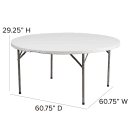 Flash Furniture DAD-YCZ-1-GW-GG 60 3/4" Round Folding Table w/ Granite White Plastic Top, 29 1/4"H thumbnail 2