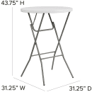 Flash Furniture DAD-YCZ-80R-2-BAR-GW-GG 31 1/4" Round Folding Table w/ Granite White Plastic Top, 43 3/4"H thumbnail 2