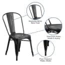 Flash Furniture ET-3534-BK-GG Stacking Chair w/ Vertical Slat Back - Distressed Metal, Black thumbnail 6