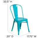 Flash Furniture ET-3534-CB-GG Stacking Chair w/ Vertical Slat Back - Metal, Crystal Teal thumbnail 2