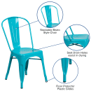 Flash Furniture ET-3534-CB-GG Stacking Chair w/ Vertical Slat Back - Metal, Crystal Teal thumbnail 6