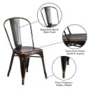 Flash Furniture ET-3534-COP-GG Stacking Chair w/ Vertical Slat Back - Distressed Metal, Copper thumbnail 6