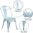 Flash Furniture ET-3534-DB-GG Stacking Chair w/ Vertical Slat Back - Distressed Metal, Blue Green thumbnail 6