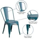 Flash Furniture ET-3534-KB-GG Stacking Chair w/ Vertical Slat Back - Distressed Metal, Kelly Blue thumbnail 6
