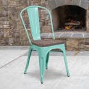 Flash Furniture ET-3534-MINT-WD-GG Stacking Side Chair w/ Vertical Slat Back & Wood Seat - Steel, Mint Green thumbnail 5
