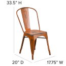 Flash Furniture ET-3534-OR-GG Stacking Chair w/ Vertical Slat Back - Distressed Metal, Orange thumbnail 2