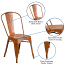 Flash Furniture ET-3534-OR-GG Stacking Chair w/ Vertical Slat Back - Distressed Metal, Orange thumbnail 6