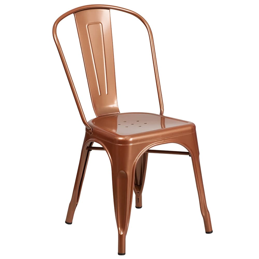 Flash Furniture ET-3534-POC-GG Stacking Chair w/ Vertical Slat Back - Metal, Copper