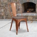Flash Furniture ET-3534-POC-WD-GG Stacking Chair w/ Vertical Slat Back & Wood Seat - Metal, Copper thumbnail 5