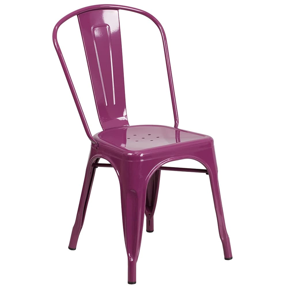 Flash Furniture ET-3534-PUR-GG Stacking Chair w/ Vertical Slat Back - Metal, Purple