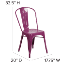 Flash Furniture ET-3534-PUR-GG Stacking Chair w/ Vertical Slat Back - Metal, Purple thumbnail 2